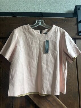 Steve Madden Blush Leather Boxy Short-Sleeve Top